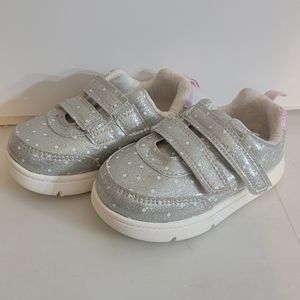 Carter's Silver Polka Dot Glitter Velcro Shoes Toddler 5C